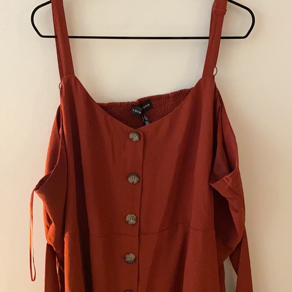 Burnt orange button dress - Picture 2 of 6